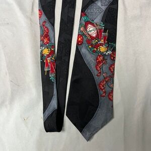Tabasco Necktie Black Red Shrimp Lobster‎ Food Pattern Silk USA Novelty